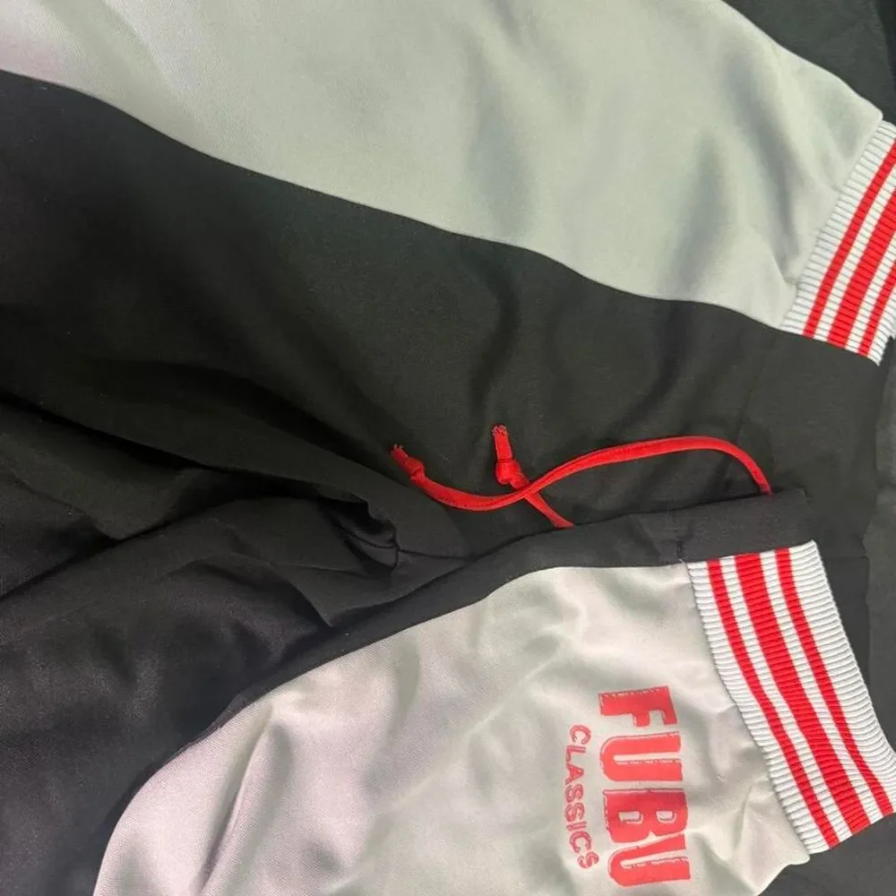 Fubu Men's Black and Grey Joggers-tracksuits